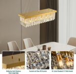 Siljoy 6-Light Modern Crystal Chandelier Rectangular Gold K9 Crystal Raindrop Ch... - Image 7