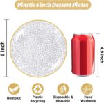 Rubtlamp 100 Pack Clear Gold Plastic Dessert Plates, 6Inch Clear Gold Small Appe... - Image 3