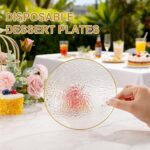 Rubtlamp 100 Pack Clear Gold Plastic Dessert Plates, 6Inch Clear Gold Small Appe... - Image 5