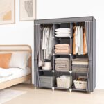 Portable Closet, 51 Inch Wardrobe Closet for Hanging Clothes with 2 Hanging Rods... - Image 3