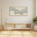 HLNIUC Neutral Abstract Framed Canvas Wall Art Set, Black Beige Wave Line Wall D... - Image 4