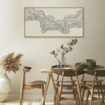 HLNIUC Neutral Abstract Framed Canvas Wall Art Set, Black Beige Wave Line Wall D... - Image 5