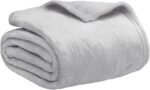 PAVILIA Light Grey Fleece Throw Blanket for Couch, Silver Super Soft Fuzzy Flann... - Image 3