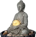 Kalona Tabletop Buddha Waterfall Fountain, Meditating Buddha Zen Fountain with L... - Image 5