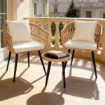 3 Piece Outdoor Patio Furniture Set, All-Weather PE Rattan Conversation Set, Pat... - Image 3