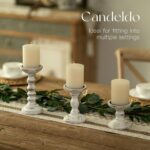 Candeldo Wood Candle Holders for Pillar: Rustic Candles Holder Set of 3 Tall Tab... - Image 3