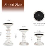 Candeldo Wood Candle Holders for Pillar: Rustic Candles Holder Set of 3 Tall Tab... - Image 4