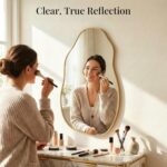 Irregular Wall Mirror 30"x16.5", Small Asymmetrical Mirror for Powder Room, Matt... - Image 6