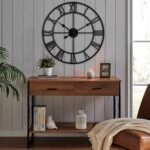 CLXEAST Silent 24 Inch Wall Clocks for Living Room Decor, Large Black Metal Roma... - Image 8