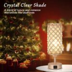 Crystal Table Lamp with USB C+A Ports, 3 Way Dimmable Touch Lamp with Crystal Sh... - Image 3