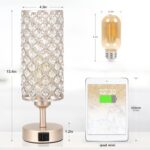 Crystal Table Lamp with USB C+A Ports, 3 Way Dimmable Touch Lamp with Crystal Sh... - Image 6