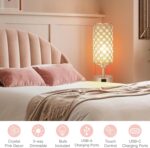 Crystal Table Lamp with USB C+A Ports, 3 Way Dimmable Touch Lamp with Crystal Sh... - Image 7