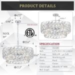 CATINER Chrome Crystal Chandelier, 8-Light Drum Semi Flush Mount & Pendant Ceili... - Image 3