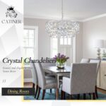 CATINER Chrome Crystal Chandelier, 8-Light Drum Semi Flush Mount & Pendant Ceili... - Image 4