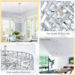 CATINER Chrome Crystal Chandelier, 8-Light Drum Semi Flush Mount & Pendant Ceili... - Image 5