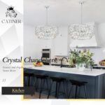 CATINER Chrome Crystal Chandelier, 8-Light Drum Semi Flush Mount & Pendant Ceili... - Image 8