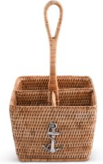 Vagabond House Coastal Woven Rattan Silverware Organizer, Natural Eco-Friendly 4... - Image 3