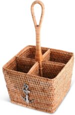 Vagabond House Coastal Woven Rattan Silverware Organizer, Natural Eco-Friendly 4... - Image 4