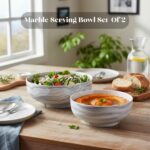 Marble Serving Bowl Set of 2 – Premium Ceramic Bowls – Elegant Marble Finish for... - Image 3