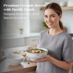 Marble Serving Bowl Set of 2 – Premium Ceramic Bowls – Elegant Marble Finish for... - Image 4