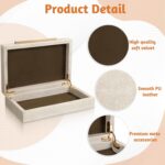 Ivory Shagreen Decorative Box Faux Leather Keepsake Case Memory Storage Boxes wi... - Image 4