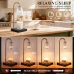 Hong-in Modern Gold Candle Warmer Lamp with Black Marble Base, Glass Shade Elect... - Image 3