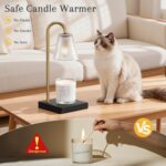 Hong-in Modern Gold Candle Warmer Lamp with Black Marble Base, Glass Shade Elect... - Image 4