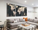 Black and White Wall Art for Living Room Map Office Wall Decor for Bedroom Moder... - Image 3