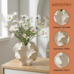 Cream Ceramic Vase, Modern Boho Coastal Decor, Coral Design Decorative Vase for ... - Image 3