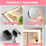 Vanity Mirror with Lights, 28" x 20" LED Makeup Mirror with 10X Magnification, D... - Image 9