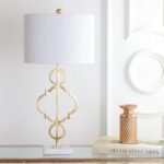 JONATHAN Y 31" Gold Modern Quatrefoil LED Table Lamp, Contemporary Metal Iron La... - Image 5