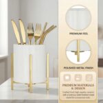 4.72" Gold Pen Holder Aesthetic Pencil Holder for Desk, Gold Desk Organizers and... - Image 6
