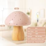 BOHON Mushroom Lamp, Ceramic Bedside Table Lamp for Bedroom Nightstand, Vintage ... - Image 4