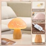 BOHON Mushroom Lamp, Ceramic Bedside Table Lamp for Bedroom Nightstand, Vintage ... - Image 5
