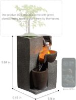 Resin Tabletop Waterfall Fountain with LED Light & Plant Pot, Indoor Desk Water ... - Image 4