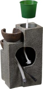 Resin Tabletop Waterfall Fountain with LED Light & Plant Pot, Indoor Desk Water ... - Image 5