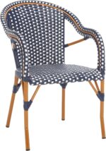 SAFAVIEH Outdoor Collection California Navy/White 18-inch Bistro Arm Chair Set o... - Image 5