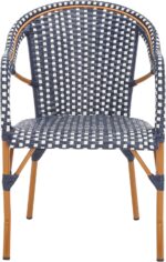 SAFAVIEH Outdoor Collection California Navy/White 18-inch Bistro Arm Chair Set o... - Image 6