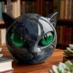 Luxury Black Cat Stone Sculpture Marble Look Resin Statue Elegant Home Decor & G... - Image 6