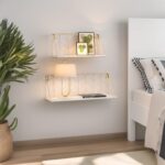 ZGZD White Versatile Wood Floating Shelf with Gold Metal Wire Frame - Stylish Wa... - Image 3