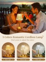 Crystal Cordless Lamp, Dimmable+3 Colors Rechargeable Lamp, Touch+2000mAh Batter... - Image 4