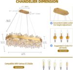 35.4 Inch Dimmable Modern Gold Crystal Chandelier, Luxury 2-Tier Rectangular K9 ... - Image 3