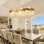 35.4 Inch Dimmable Modern Gold Crystal Chandelier, Luxury 2-Tier Rectangular K9 ... - Image 4