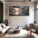 UZMKM Jesus Walking on Water Wall Art, Framed Christian Painting, Spiritual Reli... - Image 4