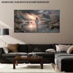 UZMKM Jesus Walking on Water Wall Art, Framed Christian Painting, Spiritual Reli... - Image 6