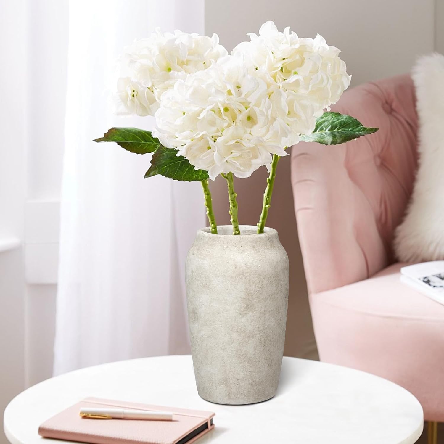Briful Rustic Vintage Ceramic Vase, 9.06'' Farmhouse Table Decor with Wide Mouth... - Image 5