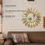 24" Gold Sunburst Decorative Wall Mirror – Handmade Flower Design, Luxury Round ... - Image 5