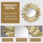 24" Gold Sunburst Decorative Wall Mirror – Handmade Flower Design, Luxury Round ... - Image 6
