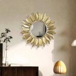 24" Gold Sunburst Decorative Wall Mirror – Handmade Flower Design, Luxury Round ... - Image 7