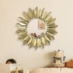 24" Gold Sunburst Decorative Wall Mirror – Handmade Flower Design, Luxury Round ... - Image 9